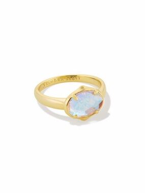 Kendra Scott Iridescent Opal-Effect Stone Gold Ring size 7
